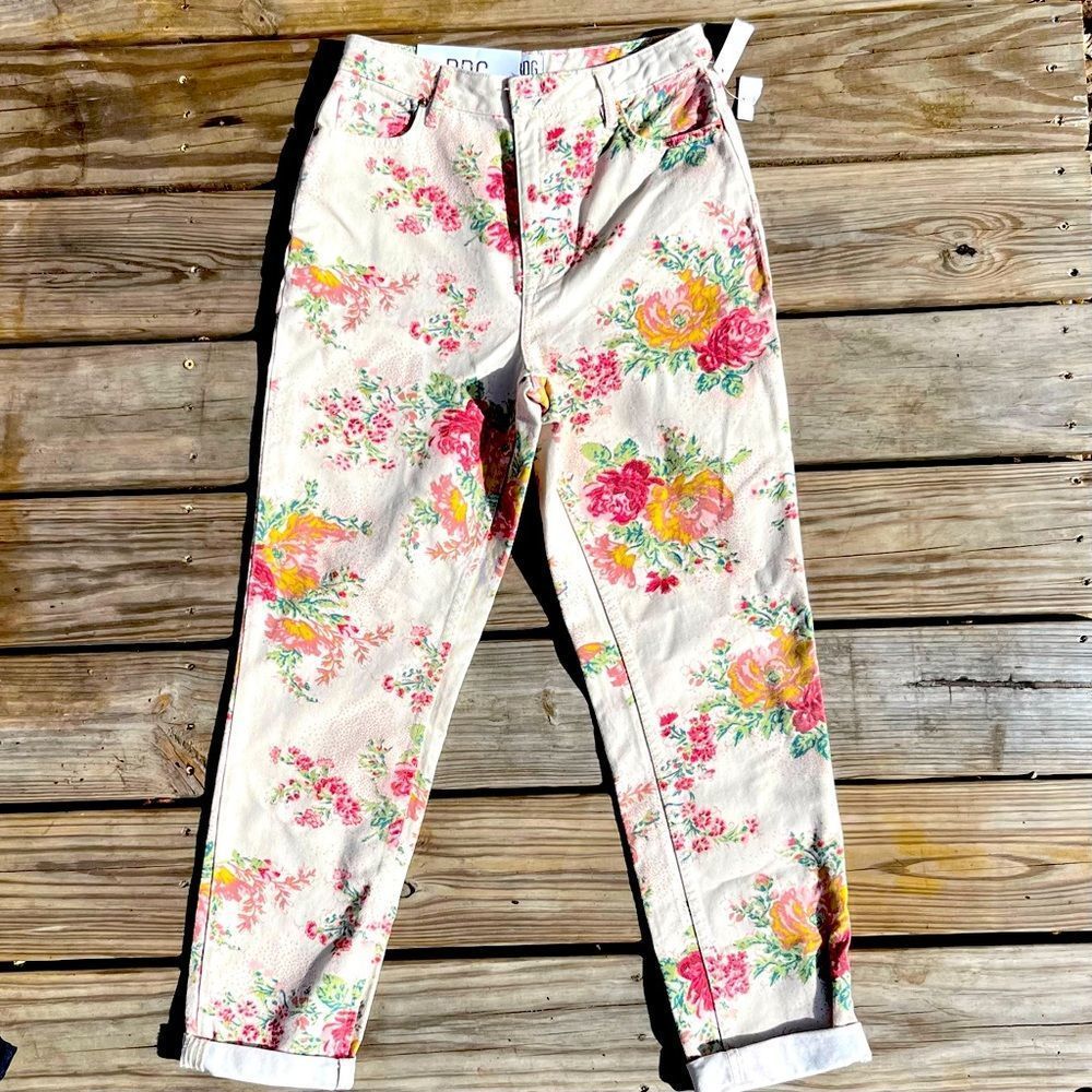 BDG Jeans Nwt Urban Outfitters Floral Skinny Size 27 - Cream/Pink, Size: 27